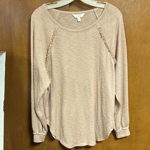 LC Lauren Conrad, lt peach, Long Sleeve flowy Top, medium